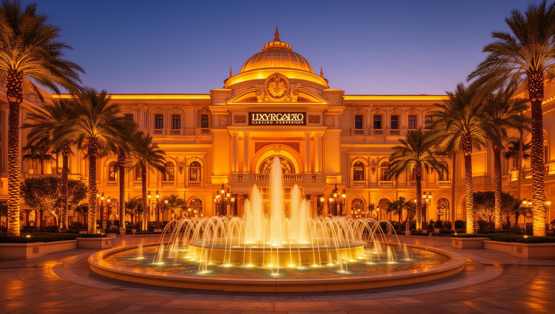 Luxury casino resort at twilight